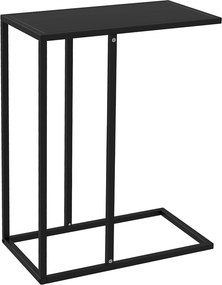 HOMCOM C-alakú Éjjeliszekrény, Kávésasztal Acél Vázszerkezettel, Laptop Asztal, Nappali Asztal Hálószobába, Irodába, Fekete, 46 x 26 x 60 cm | Aosom