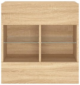 sonoma tölgy színű fali TV-szekrény LED-del 58,5x30x60,5 cm