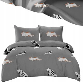 Ágyneműhuzat 140x200 Szett 2 részes 3D Macskák Cicák Szürke Többféle Minta