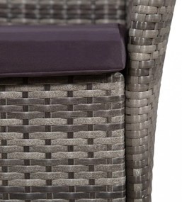 9-részes szürke kültéri polyrattan étkezőszett párnákkal