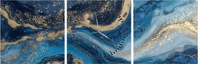 Kép - Kék-arany absztrakt márvány (órával) (90x30 cm)
