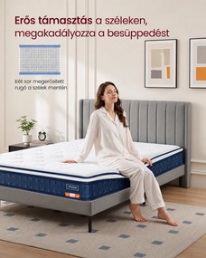 VASAGLE hibrid matrac, 140x200x20 cm, H3 közepes keménység, kék