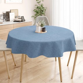Goldea loneta dekoratív asztalterítő - kék természetes - kör alakú Ø 100 cm