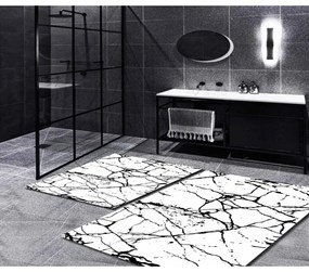 Fehér-fekete fürdőszobai kilépő szett 2 db-os 60x100 cm Cracks – Mila Home