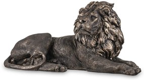 Tropical design fekvő bronz barna oroszlán dekorációs szobor 40x80x35cm
