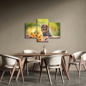 Macska képe ahogy a virágot nézi (90x60 cm)