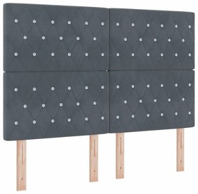 LED Box Rugós Ágy Mattresszel Sötétszürke 140 x 200 cm Bársony