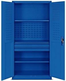 Fém műhelyszekrény fiókokkal SZYMON, 920 x 1850 x 500 mm, kék