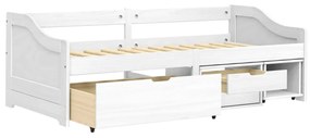 IRUN fehér tömör fenyőfa kanapéágy 3 fiókkal 90 x 200 cm