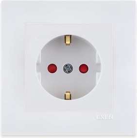 Exen Schuko szimpla aljzat földelt rekeszekkel fehér keret fehér