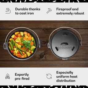 Klarstein Guernsey, prémium öntöttvas edény, 9.0 barbecue edény, öntöttvas, hőkezelt, L/9 l méret