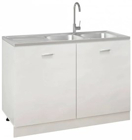 Ezüst rozsdamentes acél kétmedencés mosogató 1200x600x155 mm