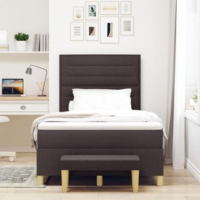 Box Spring ágy matraccal és paddal, sötétbarna, 120x190 cm, szövet
