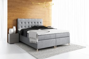 Komala elegáns kárpitozott ágy tárolóval, sötétszürke 200 x 200 + ingyenes topper