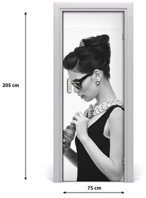 Ajtóposzter öntapadós Nő szemüveg 75x205 cm