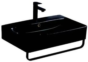 AREZZO design Plano Mosdótál törölközőtartóval + lefolyó, fekete AR-404M
