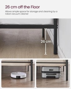 Franciaágykeret, fém ágykeret 190 x 140 cm, fekete