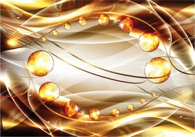 Flizelin fotótapéta Arany gömbök absztrakt vonalak elegancia 254x184 +ragasztó