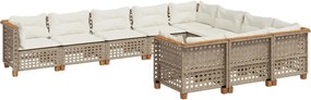 vidaXL 10 részes bézs polyrattan kerti ülőgarnitúra párnával