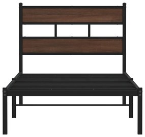 barna tölgy színű fejtámlás ágykeret matrac nélkül 75 x 190 cm