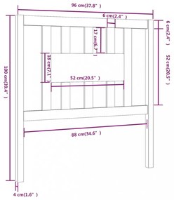 mézbarna tömör fenyőfa fejtámla 96 x 4 x 100 cm