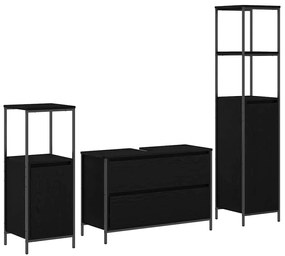 Fürdőszoba bútor szett 3 pcs Musta tammi 90 x 34.5 x 60 cm