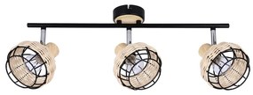 Fekete-krémszínű mennyezeti lámpa fém-rattan búrával ø 12 cm Tajga – Candellux Lighting