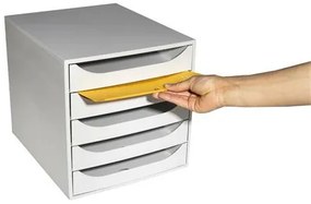 Irattároló, műanyag, 5 fiókos, EXACOMPTA Ecobox Office, szürke (EX229606D)