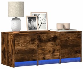 füstös tölgy színű szerelt fa TV-szekrény LED-del 97x34x40 cm