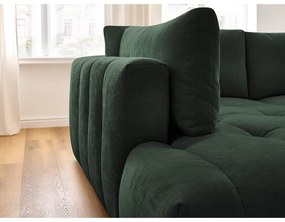 Zöld kinyitható-tárolóhelyes sarokkanapé (bal oldali-L alakú) Fuji – Bobochic Paris