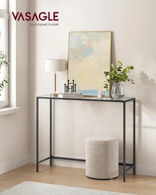 Konzolasztal edzett üveg, lerakóasztal állítható lábakkal, 100x35x80 cm, fekete