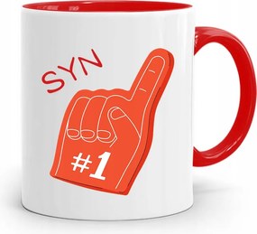 Piros Bögre Ajándék Fiúnak Első Számú Fiú fényképes nyomattal