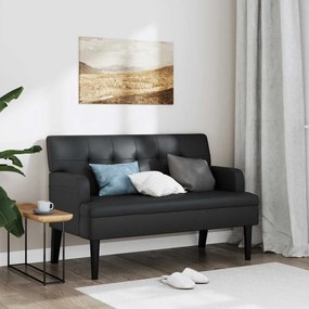 fekete műbőr pad háttámlával 112x65,5x75 cm