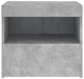 2 db betonszürke éjjeliszekrény LED-fényekkel 50x40x45 cm