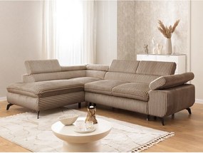 Barna kordbársony sarokkanapé (bal oldali-L alakú) Marbeya – Ropez