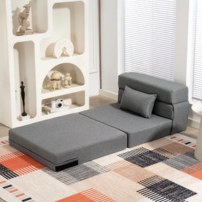 HOMCOM 1-üléses Átalakítható Foteled Ágyként Összecsukható Szék 1-üléses 3 az 1-ben Párnával, Hordozható Földi Szék Vendégeknek, Nappalihoz, Kis Terek