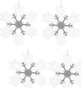 Karácsonyi dekorációs készlet Hópehely, 4 db, fehér, 23 x 1 x 26 cm