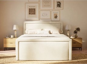 Krémszínű ágyneműtartós boxspring ágy 200x200 cm Fresco – Maison de Rêve