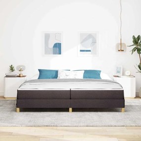 Boxrugós ágy Barna 200 x 200 cm Textil és mérnöki fa