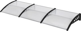 Outsunny Átlátszó Előtető Ajtóra 303 x 96 x 27 cm UV Védelemmel és Esővédő Napernyő Kültéri Használatra Fekete Alumínium | Aosom