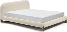 Bézs kárpitozott franciaágy ágyrács nélkül 180x200 cm Odina – Kave Home