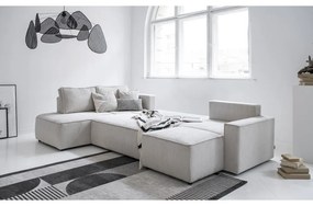 Fehér kordbársony kinyitható sarokkanapé (bal oldali-U alakú) Brave Dave – Miuform