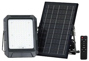 V-Tac LED Napelemes reflektor LED/10W/3,7V IP65 4000K fekete + távirányító VT1706