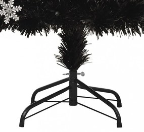 fekete száloptikás karácsonyfa LED-es hópelyhekkel 120 cm