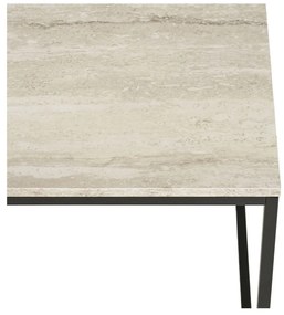 Vita dohányzóasztal travertin hatású, fekete kerettel, 90x60x45 cm