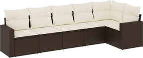 vidaXL 6 részes barna polyrattan kerti ülőgarnitúra párnával