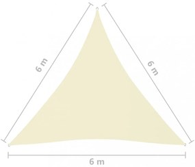 krémszínű háromszög alakú oxford-szövet napvitorla 6 x 6 x 6 m