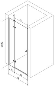 Mexen Roma, 1-szárnyú nyitható ajtó 90 x 190 cm, 6 mm átlátszó üveg, króm profil, 854-090-000-01-00-D