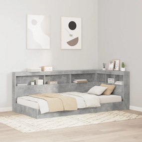 Polcos ágy Beton szürke 100x200 cm Szerelt fa