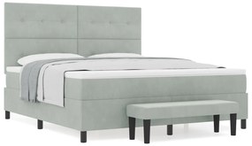 Boxspring Ágy Matraccal és Padlóval, Világosszürke, 180x200 cm, Bársony